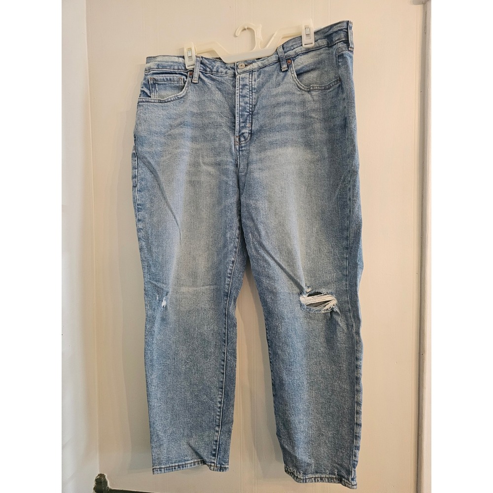 Old Navy OG Straight High Rise Distressed Jeans Light Wash 18